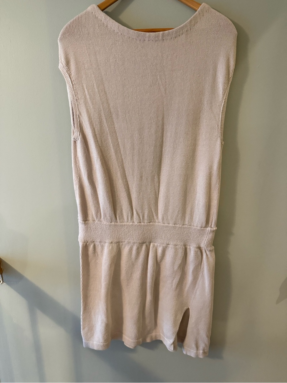 Inhabit Beige Sleeveless 100% Cotton Knit Tunic Top Size Small Quiet Luxury